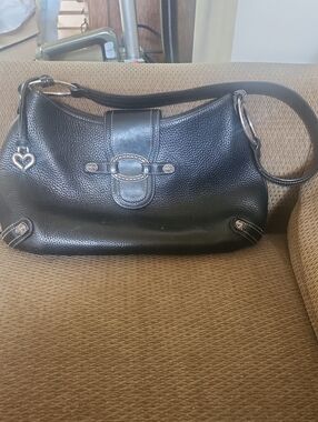 Brighton Vintage Black Pebbled Leather Shoulder Bag
